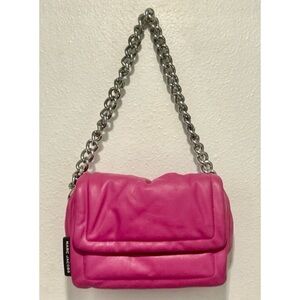 MARC JACOBS Pillow Bag Pink Leather Silver Chunky Chain Strap Puffy Quilted Y2K